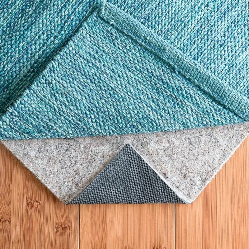 Rug Pad Solution: Felt Rubber Layers Non Slip Dual Layer Grey