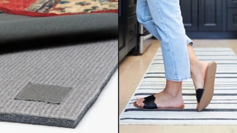 Rug Pad Thick Cushioning Honeycomb Texture Non-Slip Charcoal
