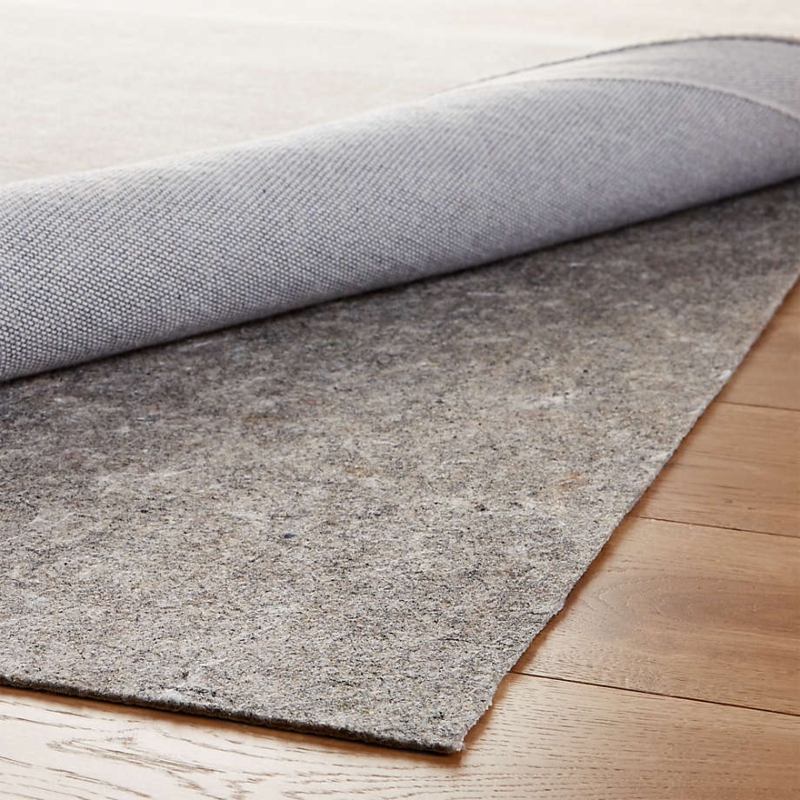 Rug Pad Thin Construction Grid Texture Light Gray Low Profile Gripper