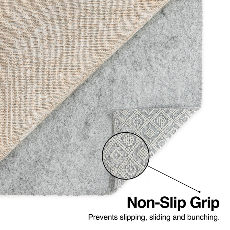Rug Pad, Trim To Fit, Non-Slip Rubber Base, Thick Cushion Gripper