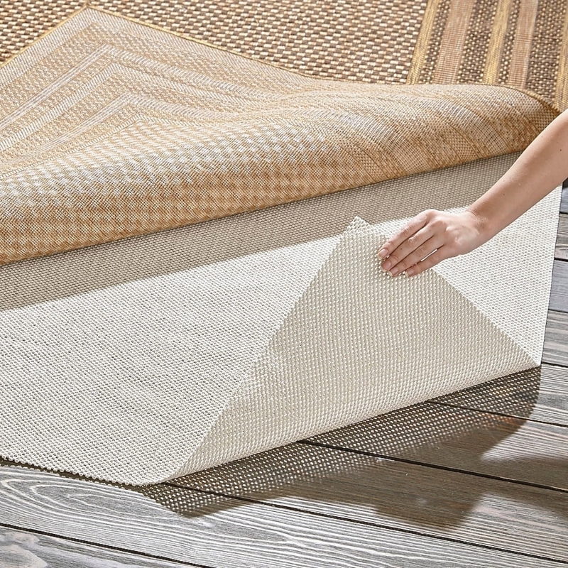 Rug Pad Waffle Grid Open Weave Off White Breathable Mesh Base