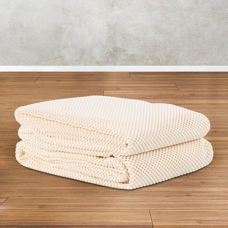 Rug Pad Waffle Weave Mesh Reversible Cream Floor Protector