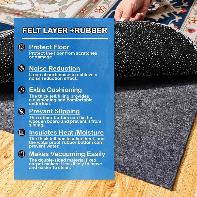 Rug Pad Waterproof Barrier Mesh Grid Non Slip Grip Low Profile Grey