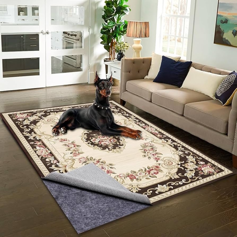Rug Pad Waterproof Protection Dual Layer Grey Felt Speckled Texture