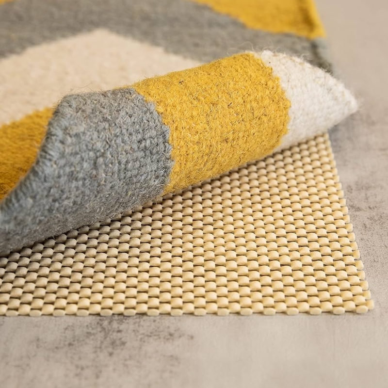 Rug Pad: White Breathable Mesh, Non Slip Mesh Rug Gripper on Deck