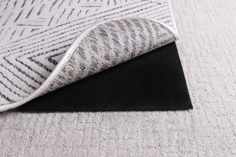 Rug Pad: White Grid Mesh Low Profile Design Non Slip Texture
