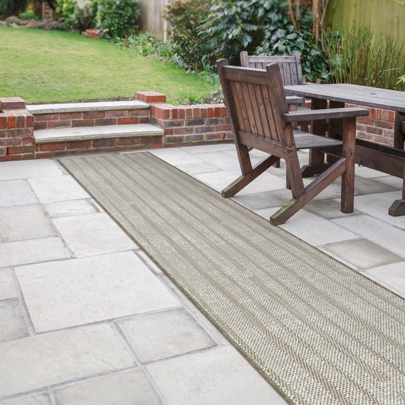 Rug Runner: Chocolate Brown Geometric Lattice Flatweave for Patio