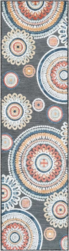 Runner Rug Black Cream Oversized Botanical Print High Contrast Leaf