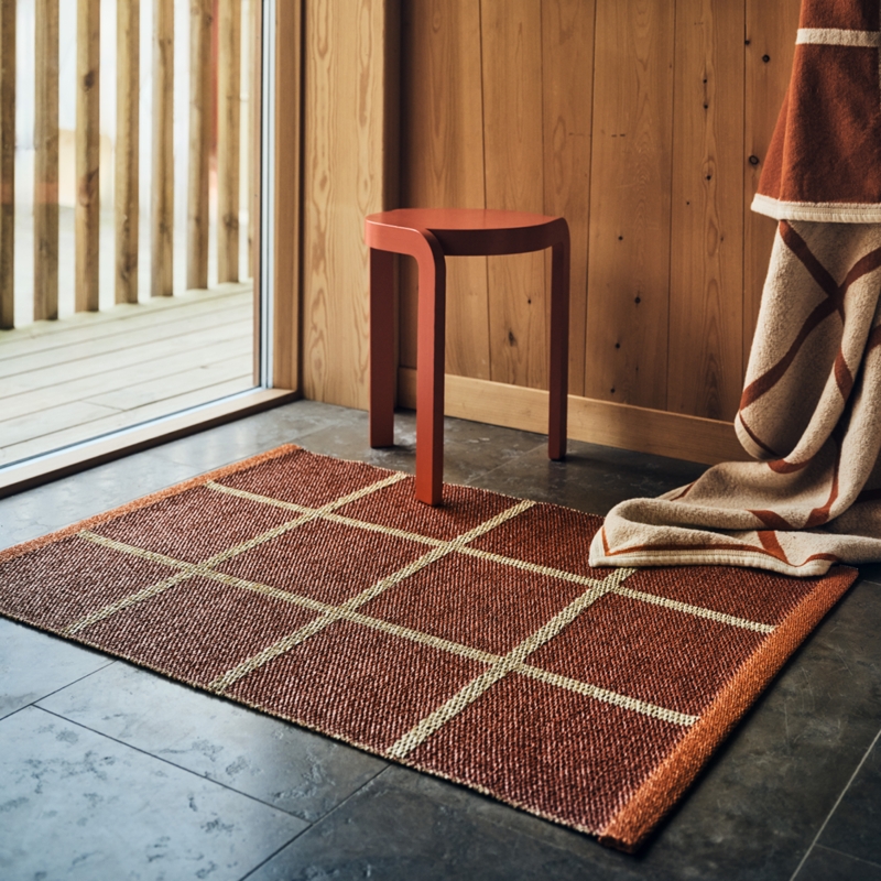 Runner Rug Black Cross Motif, Modern Monochrome Woven Rug
