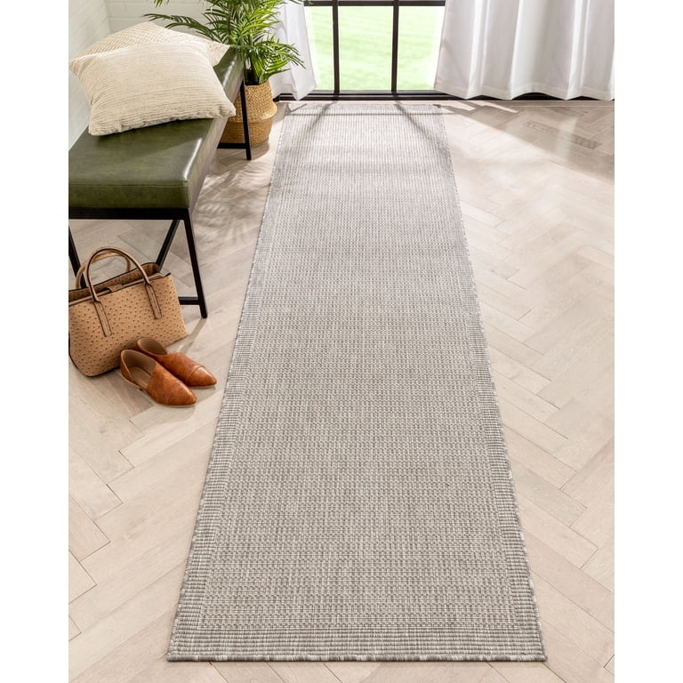 Runner Rug Distressed Traditional Pattern Charcoal Ivory Patio Decor