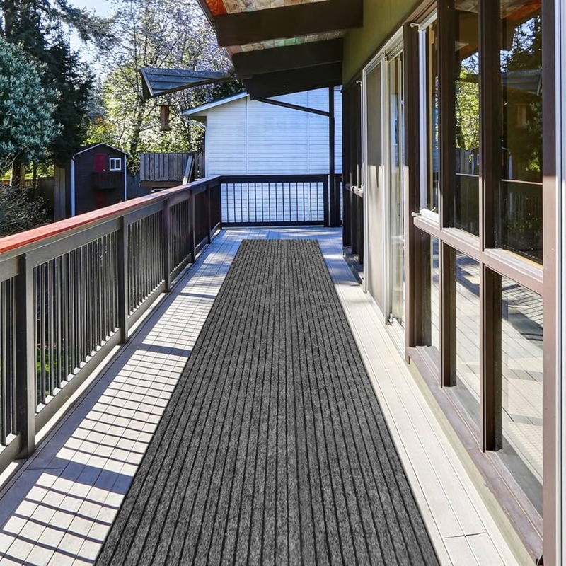 Runner Rug Gray Thin Stripes Non Slip Striped Indoor Outdoor Runner