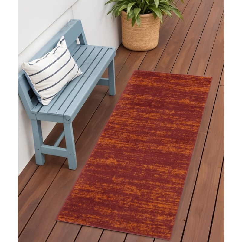Runner Rug Grey Abstract Geometric Contemporary Deck
