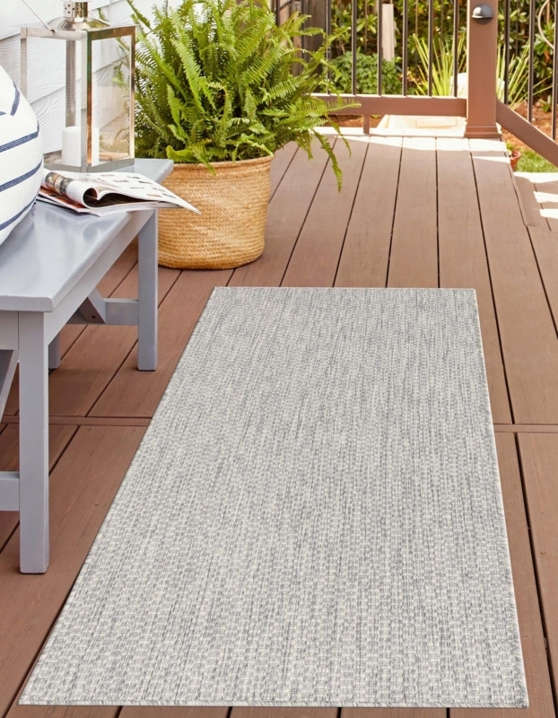 Runner Rug Light Gray Flatweave Minimalist Patio Floor Styling
