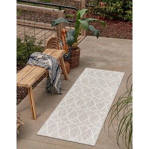 Runner Rug Light Gray Lattice Flatweave Light Gray Geometric Outdoor