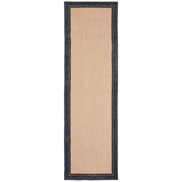 Runner Rug Modern Tribal Charcoal Geometric Pattern Outdoor Runner
