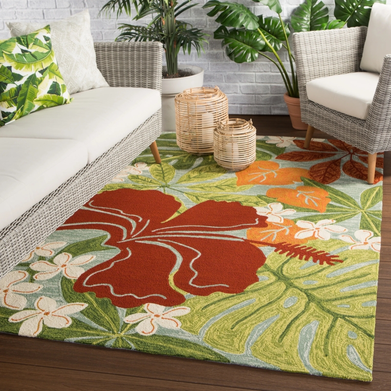Runner Rug Navy Oversized Hibiscus Print Looped Texture Rug