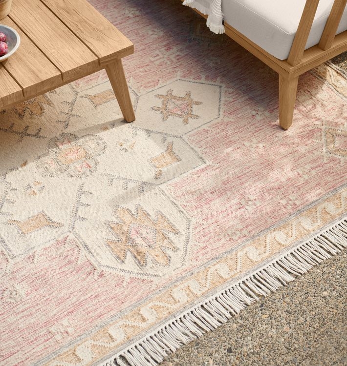Runner Rug, Tassel Fringe, Navy Diamond Pattern, Flatweave, Coastal Porch