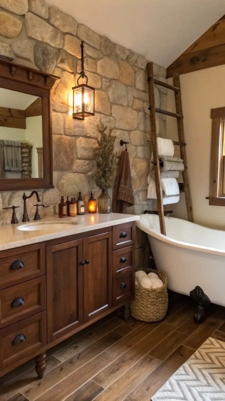 Rustic Bathroom Ideas That'll Make You Actually Want to Do Your Skincare  Routine - ClothandRustic