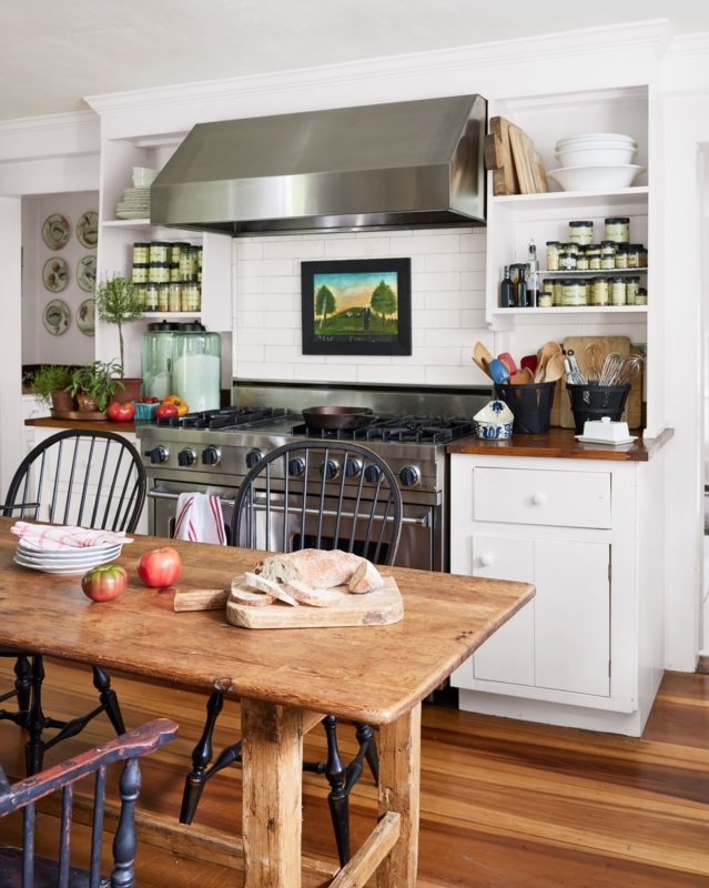 Rustic Farmhouse Kitchen with Professional Range and Windsor Chairs