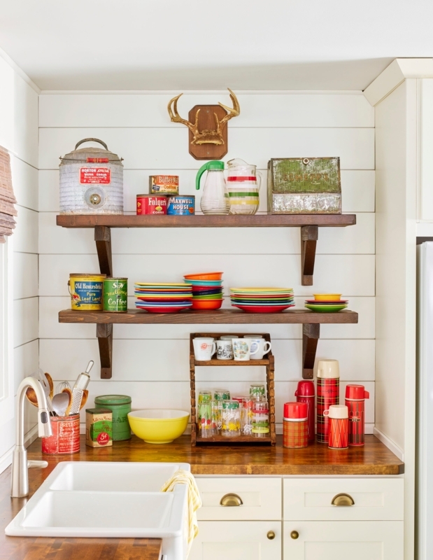 Rustic Farmhouse Kitchen with Shiplap Walls and Vintage Tin Decor