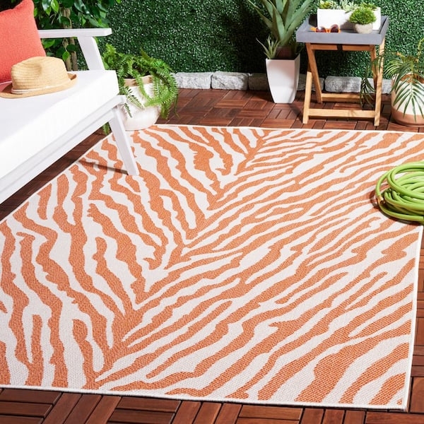 Safavieh Bermuda Rada Abstract Indoor/Outdoor Area Rug, Rust/Ivory, 6'7 inch x 6'7 inch Square