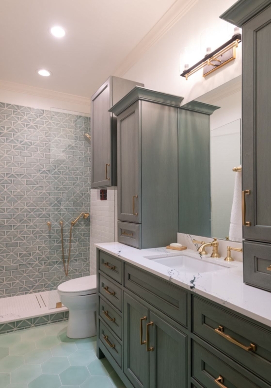 Sage Green Bathroom Vanity Ideas with Countertop Tower
