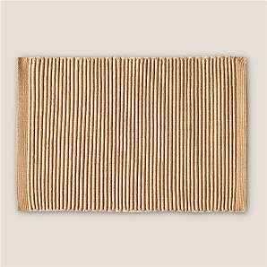 Sand Area Rug Vertical Ribbed Texture Flat-Woven Borders Modern