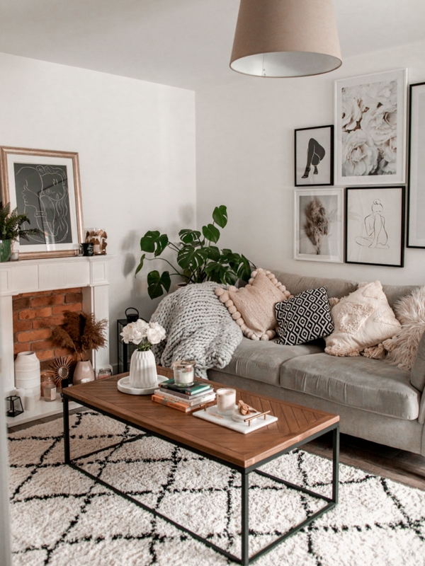 Scandi Style Gallery Wall Inspiration in a Textured Boho Lounge