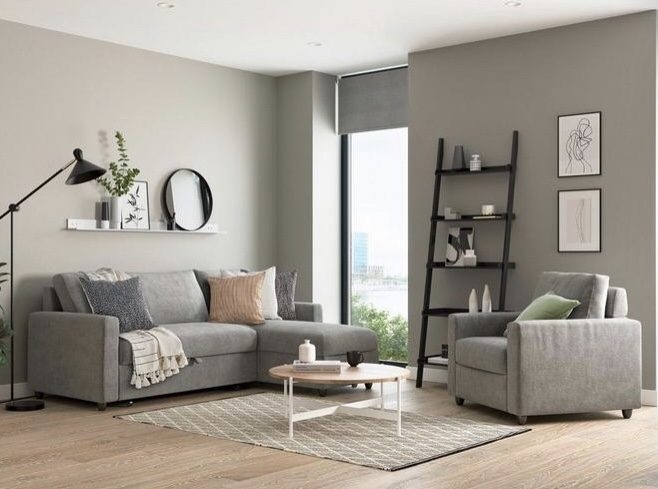 Scandinavian Style Sectional Layout with Low Profile Seating