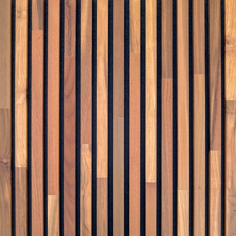 Scandinavian Thin Vertical Slat Paneling, Teak Look