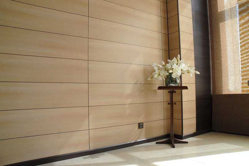 Sectional Sofa Low Profile Gray Wood Slat Backing Minimalist