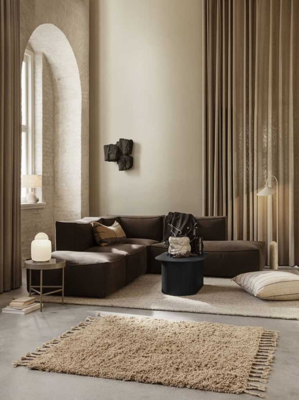 Sectional Sofa Modular Fabric with Textured Rug Layering Ideas.