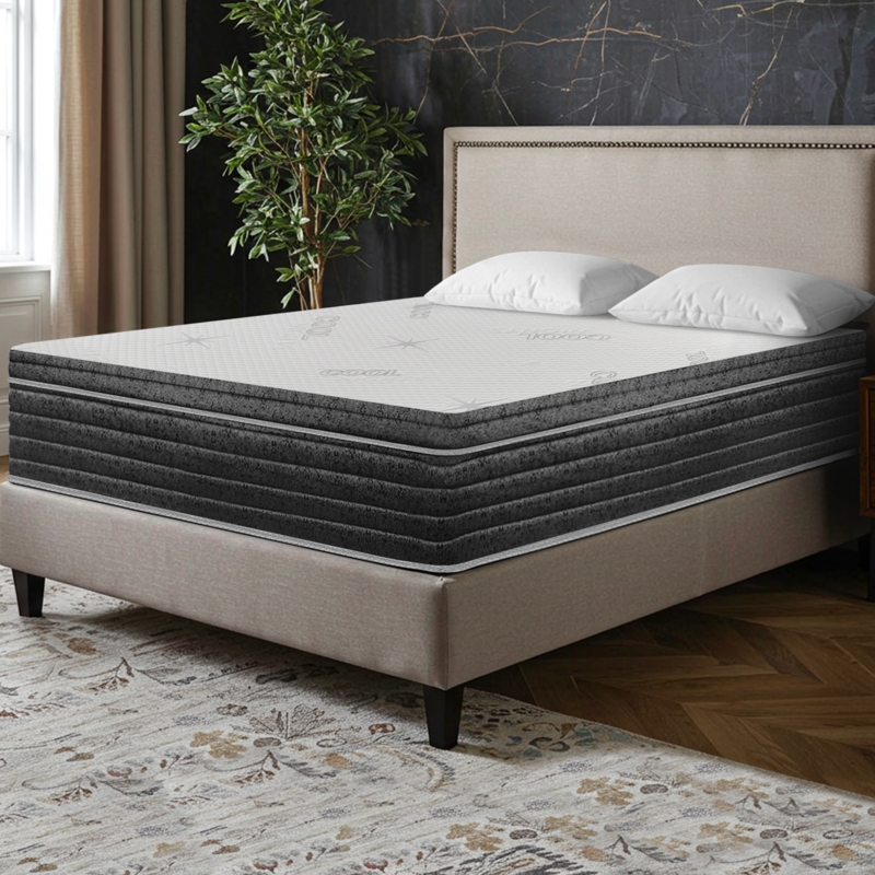 Serene Master Bedroom Furniture Hybrid Mattress Tufted Top Coastal Style