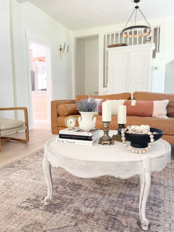 Shabby Chic Coffee Table Styling with Cabriole Legs & Distressed Finish