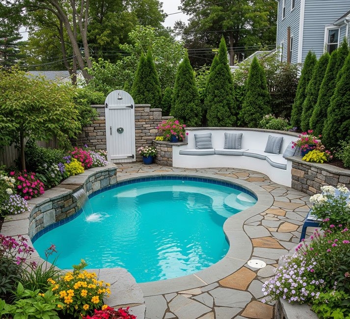 Small Backyards Pool Ideas MA | Custom Fiberglass - Spa Pools | THE PROS,  INC.