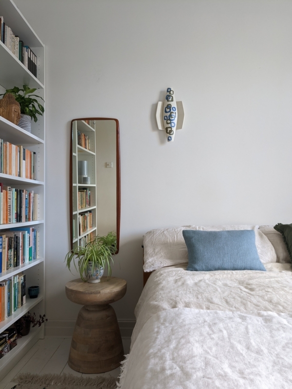 Small Scandi Bedroom Makeover with Wooden Pedestal Bedside Table.