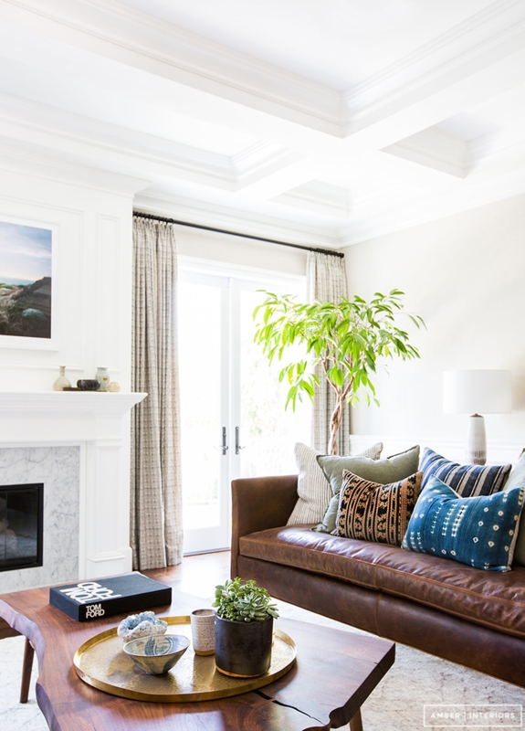 Sofa Leather Like Paired with Live Edge Wood Coffee Table.