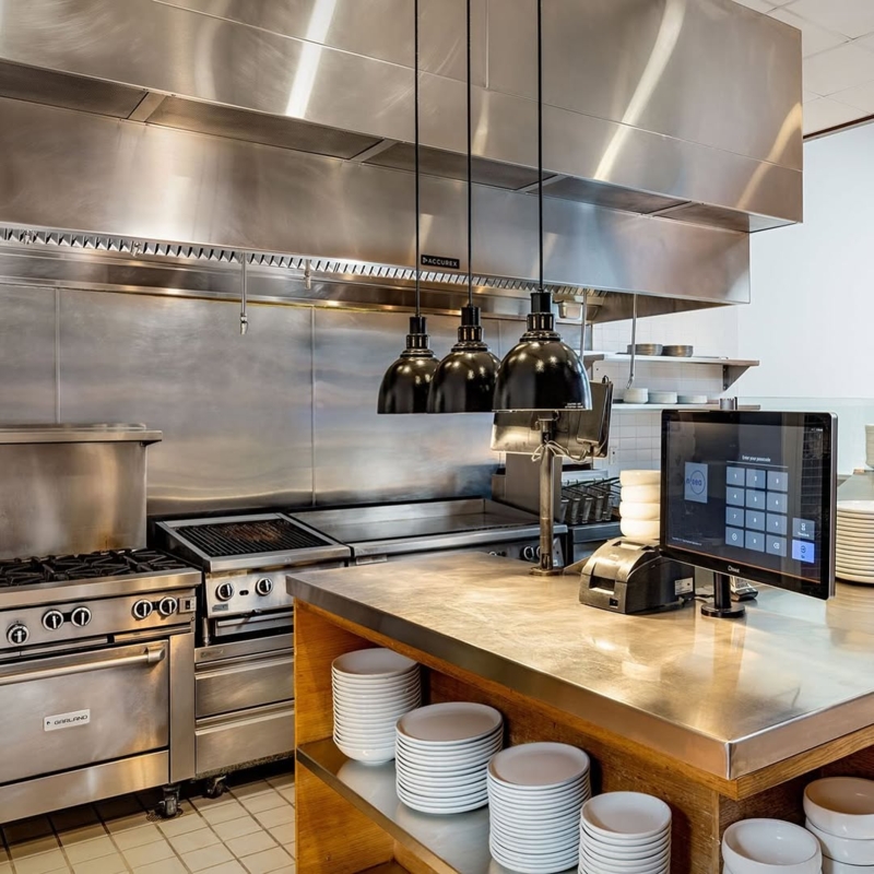 Stainless Steel Commercial Kitchen: Massive Ventilation Hood