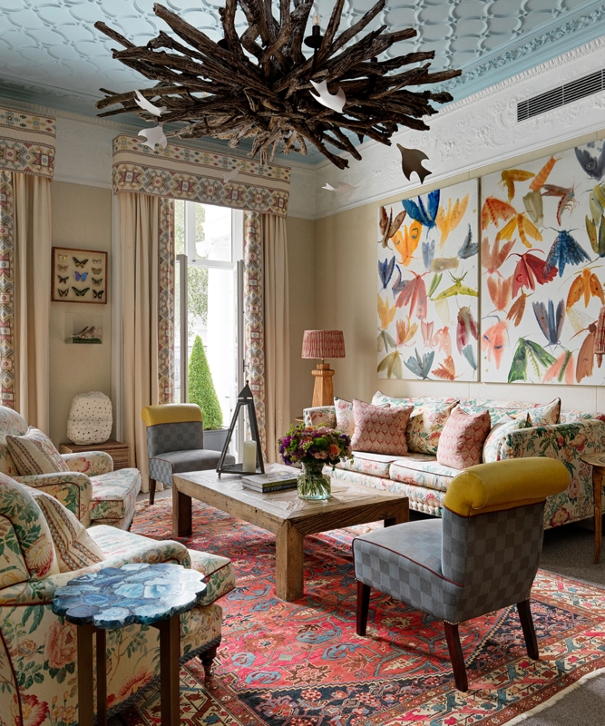 Statement Branch Chandelier Maximalist Living Room Decor