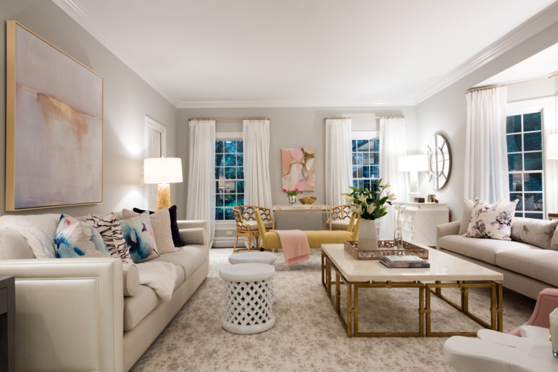 Symmetrical Living Room Layout Ideas with Marble Top Coffee Table