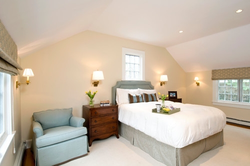 Symmetrical Wall Sconce Sloped Ceiling Traditional Layout