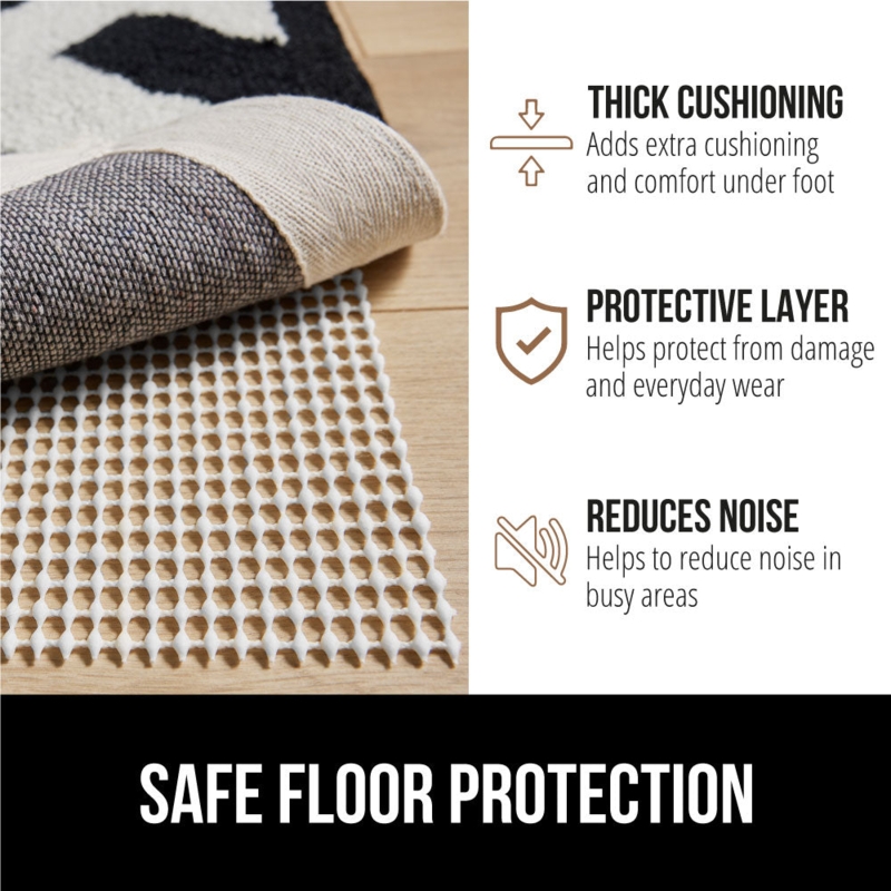 Tan Customizable Mesh Rug Pad, Open Grid Non-Slip Gripper for Hardwood