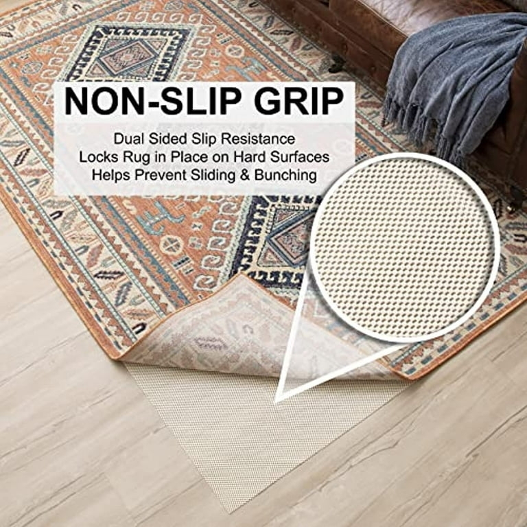 Tan Rubberized Mesh Rug Pad, Breathable Open Grid Non-Slip Underlay