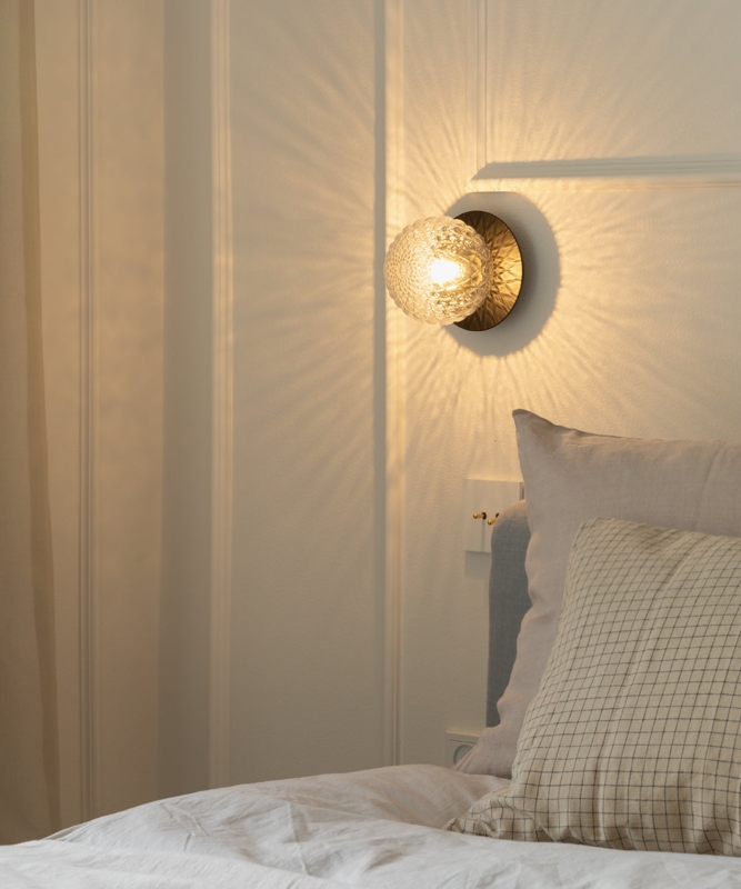Textured Glass Wall Sconce Dark Bronze Starburst Pattern Modern