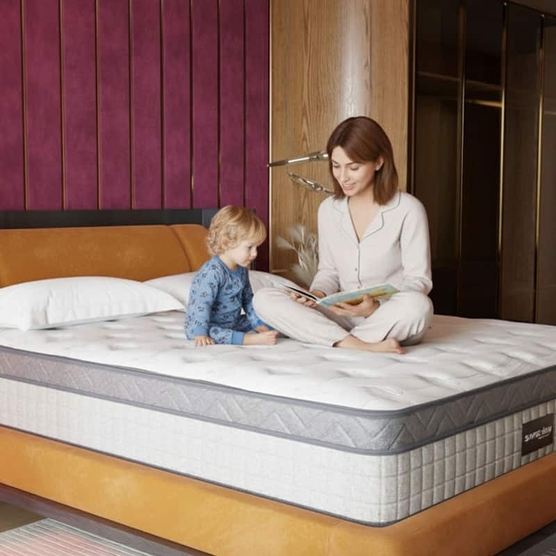 Thick Quilted Top Mattress Design Two Tone Upholstery Diamond Pattern 10in