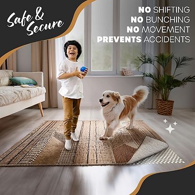 Thin Profile White Mesh Rug Pad, Open Weave Anti-Slip Gripper