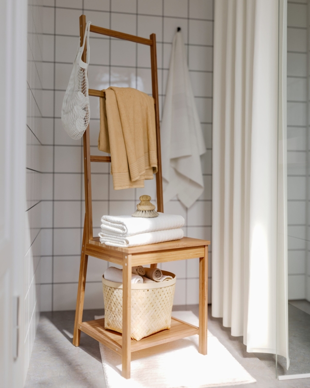 Towel Rack Chair Bamboo Ladder Back Scandinavian Style