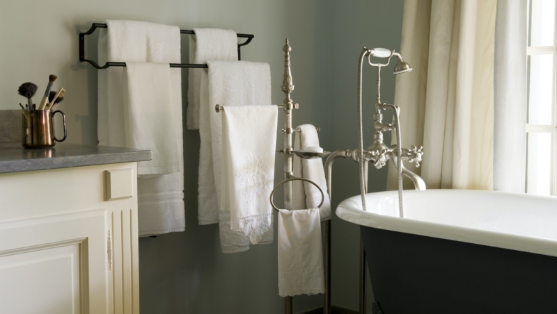 Towel Rack Layered Storage Freestanding Brushed Nickel Traditional