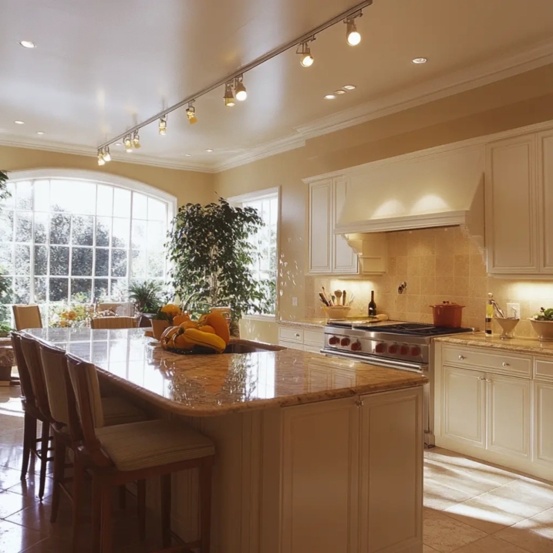 Track Lighting Ideas for Kitchens with Traditional Arched Windows