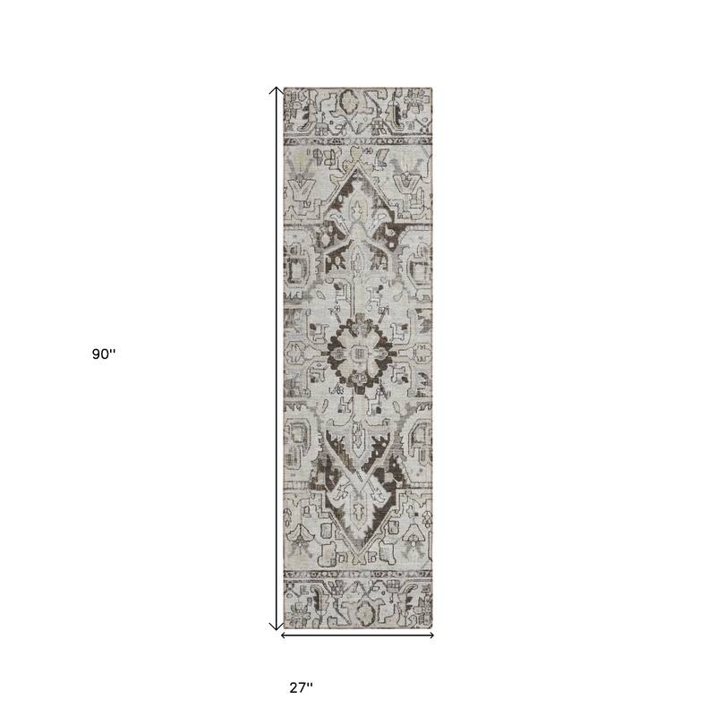 Traditional Outdoor Area Rug Oriental Medallion Blue Ivory Deck